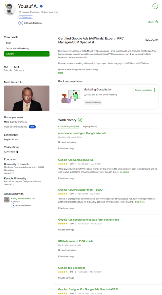 Freelance Digital Marketing Consultant Upwork